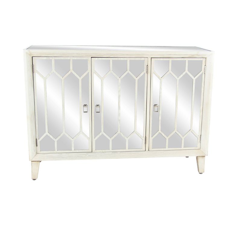 Modern Wood and Mirror Rectangular Cabinet White - Olivia &#38; May, 1 of 11