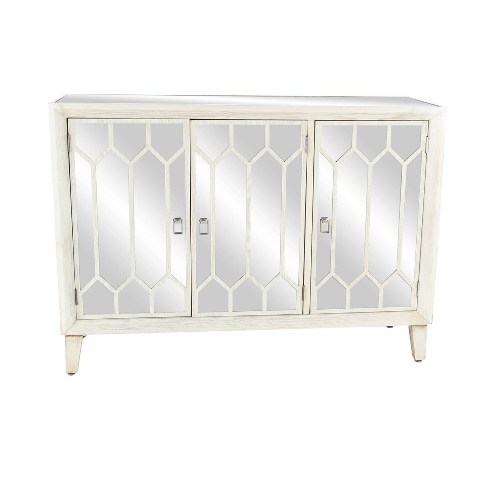 Photos - Wall Shelf Modern Wood and Mirror Rectangular Cabinet White - Olivia & May