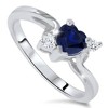 Pompeii3 1/3ct Blue Heart Sapphire Diamond Ring 14K White Gold - 3 of 4