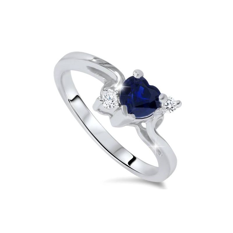 Pompeii3 1/3ct Blue Heart Sapphire Diamond Ring 14K White Gold, 3 of 5