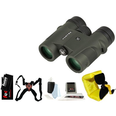 Vortex Diamondback 10x32 Binocular with Harness Strap & Focus Accessory Bundle