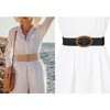 INSPIRE CHIC Women's Straw Rattan Oval Wooden Buckle Elastic Woven Wide Stretch Belts - 4 of 4