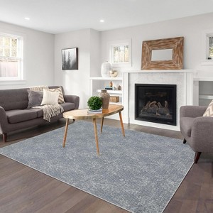 Solid Contemporary Washable Rug - Stain Resistant Non-Slip Low Pile Farmhouse Rug for Bedroom, Nursery, Dining Room Office - 1 of 4