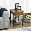 HOMCOM 2-Tier End Table with Wireless Charging Station and 2 USB Ports, Small Side Table with Drawer, Rustic Brown - image 3 of 4