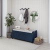 Multifunctional Shoe Bench with Removable Cushion 3 Shutter-Shaped Doors Large Storage Space Entryway Bench - 4 of 4