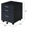 Grungis Modern File Cabinet with 4 Wheels,Lateral Office Cabinet with 3 Drawers and Silver Handle,Printer Stand for Home,Office,Black - 3 of 4