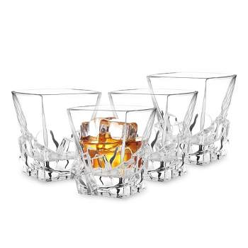 Berkware Luxurious Lowball Whiskey Glasses with Modern Square Top Design -  9.5oz (Set of 2)