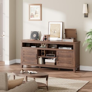 Modern 65 Inch Farmhouse TV Stand,Entertainment Center Console Table, Open Double Door Cabinet & 8 Storage Shelves - 1 of 4