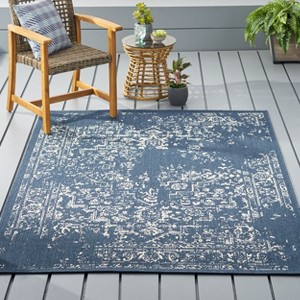 Gulches 5'3"W x 7'H Hand Crafted Area Rug Blue and Ivory, 100% Polypropylene, Low Pile - 1 of 4