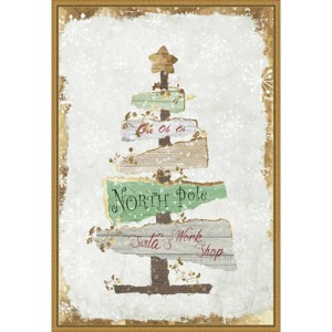 16" x 23" Golden Christmas Tree by PI Studio Framed Canvas Wall Art - Amanti Art - 1 of 4