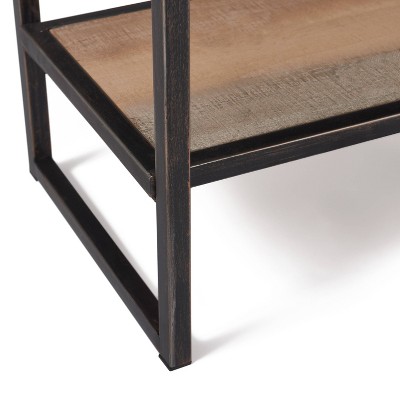 Rustic Wood and Metal Console Table with Dual Storage Drawers