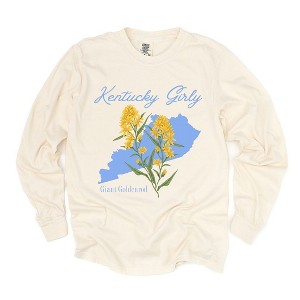 Simply Sage Market Women's Kentucky Girly Flower Long Sleeve Garment Dyed Tee - 1 of 4