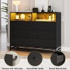 Dresser for Bedroom With LED Light & Charging Station, 6 Drawers Wooden Dressers , Modern Chest of Wide Drawers for Bedroom Room, Entryway, Hallway - 3 of 4