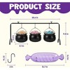 Joyfy 6 PCS Halloween Party Decor Set, 3 Witches Black Candy Bucket Cauldron Serving Bowls 2 Purple Candy Discs a Black Metal Shelf with 3 Hooks - 4 of 4