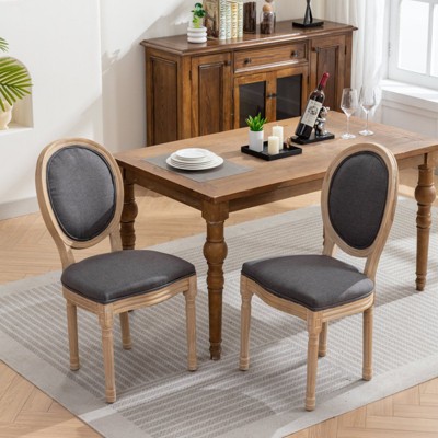 NicBex Dining Chairs Set of 2,French Style Solid Wood Frame Kitchen Chairs with Linen Fabric Back for Dining Room,Living Room,Kitchen