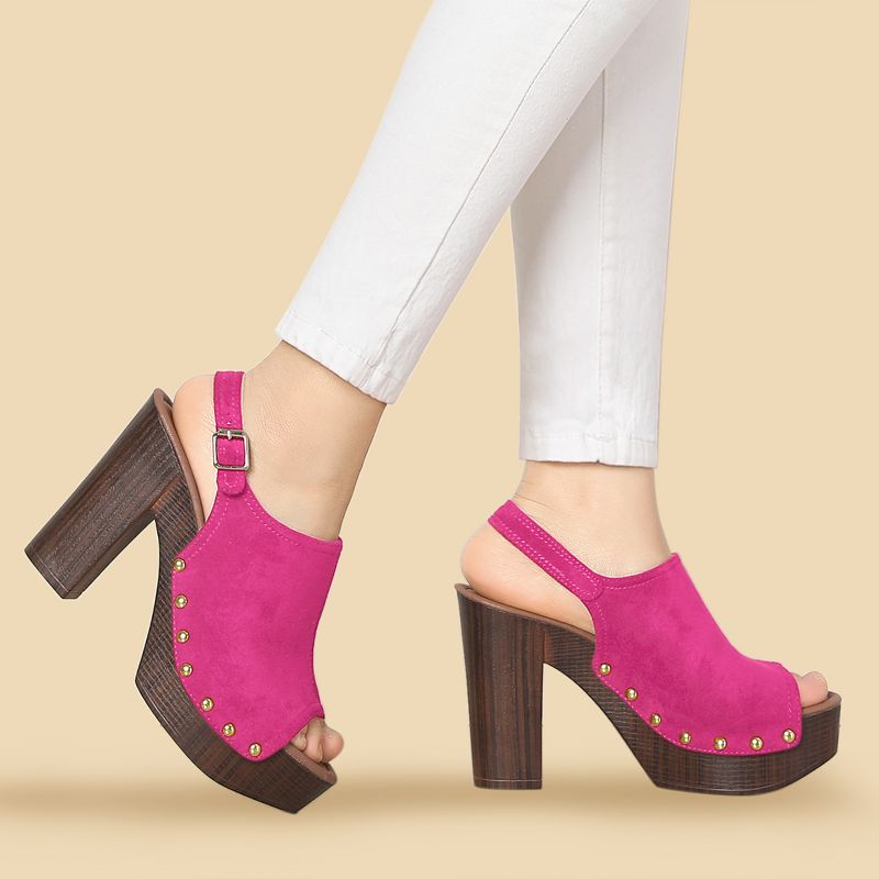 Allegra K Women's Open Toe Buckle Strap Slingback Platform Chunky Heel Sandals, 2 of 8