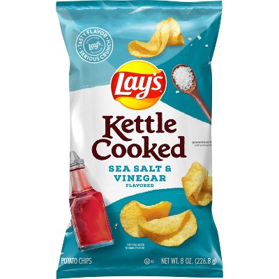 Lay's Kettle Cooked Sea Salt & Vinegar Potato Chips - 8oz