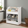 Mshliw Kids Bookshelf with Storage Bins & Drawer, 3-Tier Wooden Book Organizer for Toys & Books, White Toddler Bookcase for Playroom - 3 of 4
