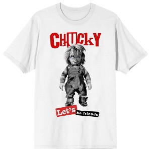 Chucky Let's Be Friends Crew Neck Short Sleeve Men's White T-shirt - 1 of 3