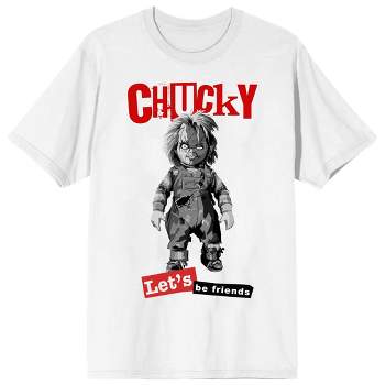 Chucky Let's Be Friends Crew Neck Short Sleeve Men's White T-shirt