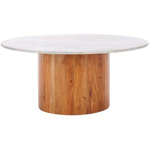 Augsburg Marble Coffee Table - COF2900A-2BX - Off White/Walnut - Safavieh - 1 of 4