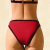 Women's Burgundy Low-Waist Cheeky Black Trim Bikini Bottoms - Cupshe - 3 of 4