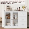 Sideboard Buffet Cabinet with Storage, 43" Coffee Bar Cabinet with Glass Doors and 3 Drawers, Cabinet with Adjustable Shelf for Kitchen, Dining Room - 4 of 4