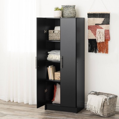 Black Tall Storage Cabinet with Adjustable Shelving