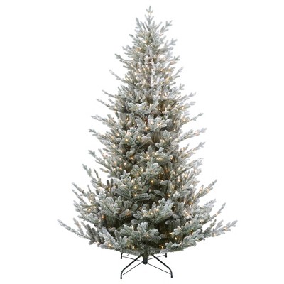 Northlight 7.5' Pre-Lit Flocked Little River Fir Artificial Christmas Tree - Clear Lights