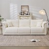 98.5" 3-seater sofa with unique design and soft arm pillows Contemporary style linen sofa with 3 comfortable cushions with 2 pillows - 2 of 4