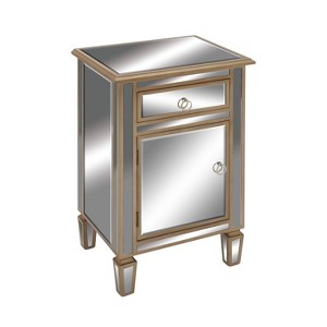 Olivia & May Small Glam Glass Mirrored Cabinet Beige: Luxury Style, No Assembly, MDF Frame - 1 of 4