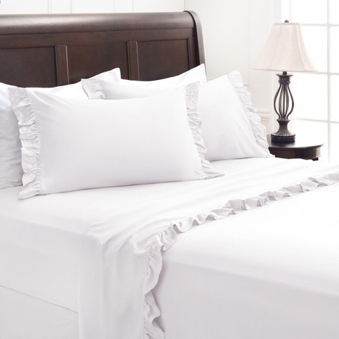 Chanasya Ruffle Microfiber Sheet Set - 4-piece Set - White, King Size ...