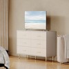 Modern White Chest of Drawers, 8 Drawer Dresser with Gold Handles and Legs, Wooden Nightstand with Linen-Textured Surface - 4 of 4