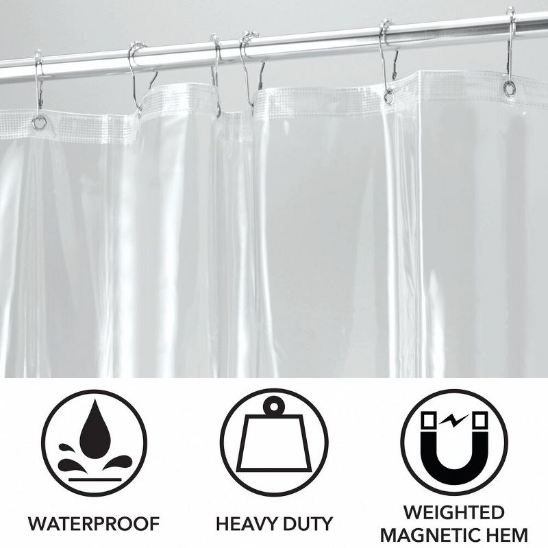 mDesign Premium Waterproof Vinyl Shower Curtain Liner, 3 of 8