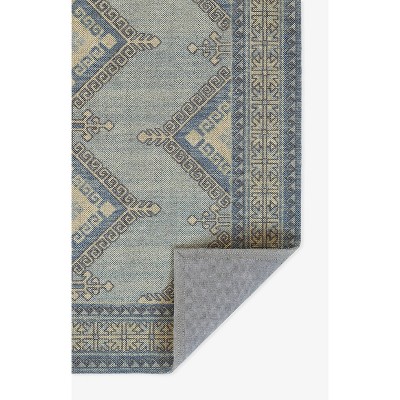 Blue Wool and Nylon Medallion Rectangular Area Rug