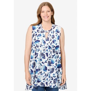 Woman Within Plus Size Pleated Tank - 1 of 4