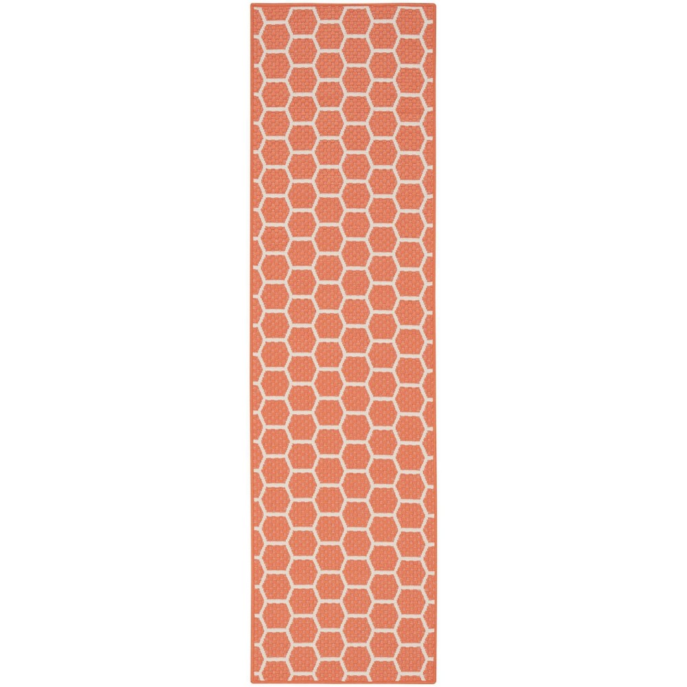 Photos - Doormat Nourison 2'2"x8' Reversible Basics Woven Indoor/Outdoor Runner Rug Coral O 