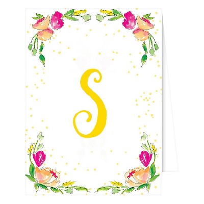 10ct "S" Monogram Floral Crest Note Cards Collections White