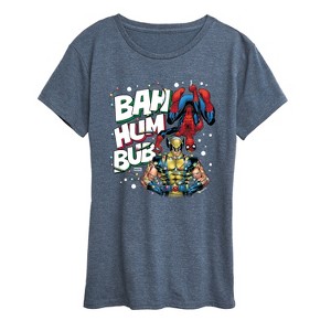 Women's - Marvel - Bah Hum Bub Wolverine And Deadpool Short Sleeve Graphic T-Shirt - 1 of 4