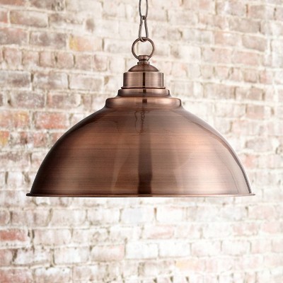 Farmhouse Copper Dome Pendant Light 13.98" Wide with Industrial Rustic Charm
