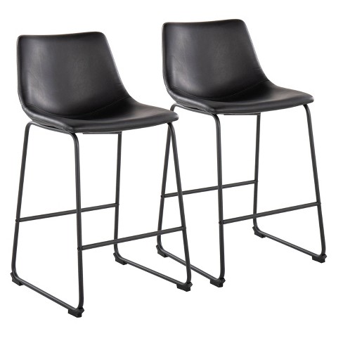 Set Of 2 Duke Counter Height Barstools Black Lumisource Target