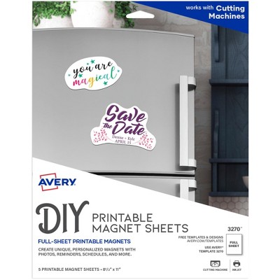 Avery Printable Magnet Sheets For Inkjet Printers, 8-1/2 x 11 Inches, Pack of 5