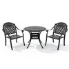 3-Piece Cast Aluminum Outdoor Dining Set: Round Table, Stackable Chairs & Red Cushions - All-Weather Patio Furniture for Your Backyard - 3 of 4
