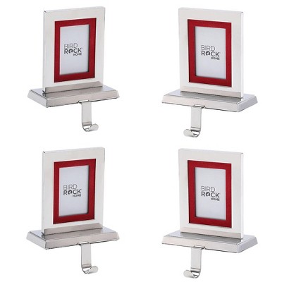Silver Metal Photo Frame Stocking Holders, Set of 4