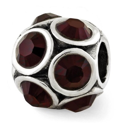 Black Bow Jewelry Sterling Silver with Red Crystals January Bubble Bead Charm