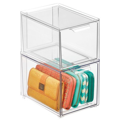 Mdesign Clarity Plastic Stackable Bathroom Vanity Storage Organizer With  Drawer - 8 X 6 X 6, 1 Pack : Target
