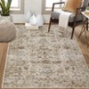 Vintage Distressed Floral Print Indoor Machine Washable Area Rug - 2 of 4