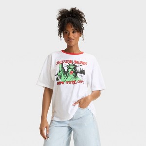 Women's Statue of Liberty The Rolling Stones Oversized Graphic T-Shirt - White - 1 of 3
