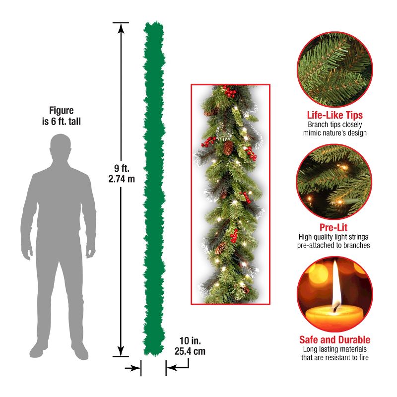 National Tree Company 9' Pre-Lit Artificial Christmas Garland, 6 of 8