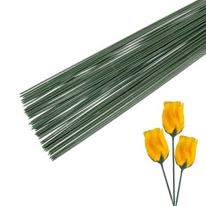 Unique Bargains Green Plastic Wrap Metal Floral Stem Wire for Flower Arrangements - 1 of 4
